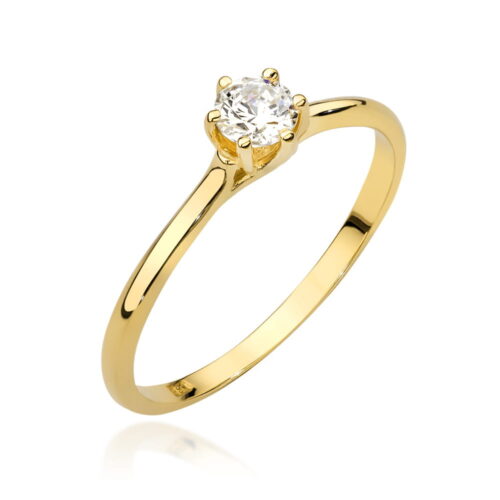 Pierścionek W0499 Diament 0,25ct żółte złoto