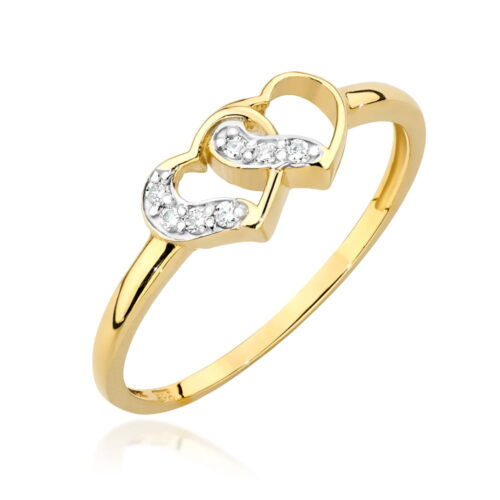 Pierścionek W0500 z diamentami żółte złoto