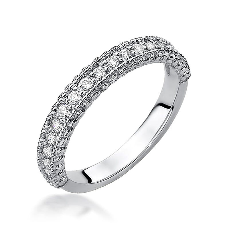Pierścionek W0507 z diamentami białe złoto