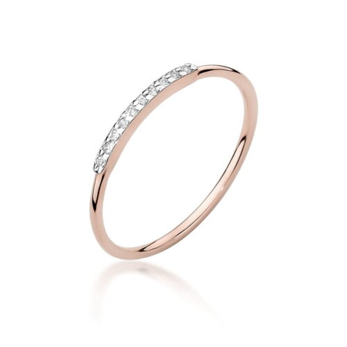 Pierścionek W0509 z diamentami różowe złoto
