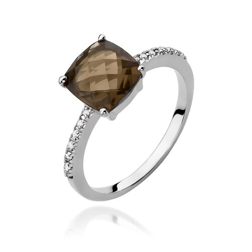 Pierścionek W0511 Kwarc Dymny 2,00ct białe złoto
