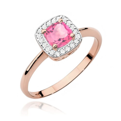 Pierścionek W0514 Różowy Topaz 0,65ct różowe złoto