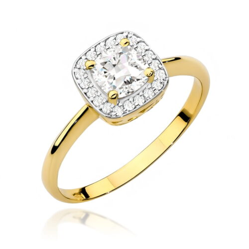 Pierścionek W0514 Biały Szafir 0,70ct żółte złoto