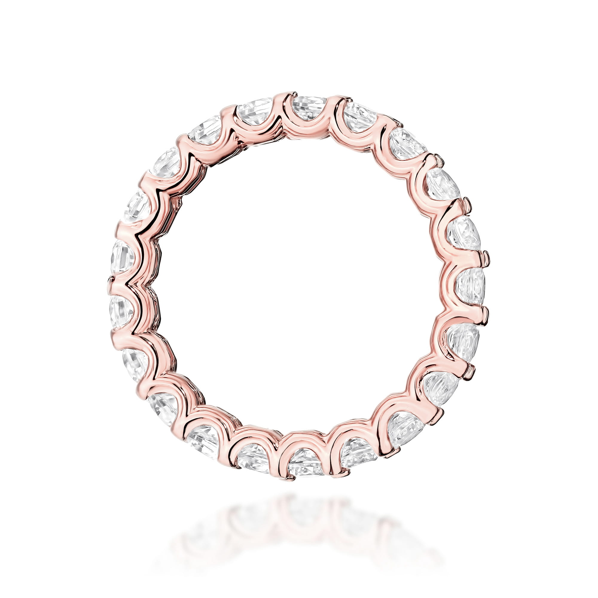 W0515.R3.LDW.01_3 Pierścionek w kolorze różowego złota z diamentami w kształcie łezek, ułożonymi wzdłuż obręczy.