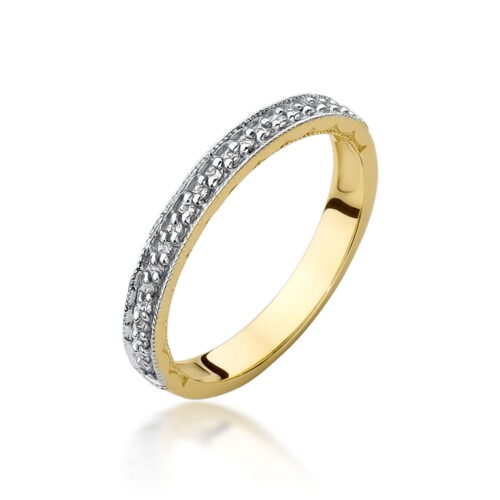 Pierścionek W0521 z diamentami żółte złoto