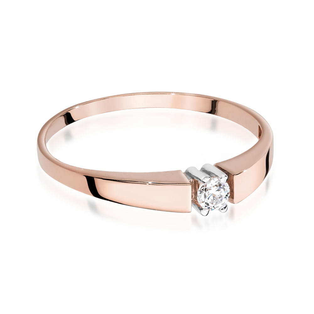 W0524.R3.DIW.02_2 Różowe złote pierścionek z diamentem, minimalistyczny design, elegancki i nowoczesny.