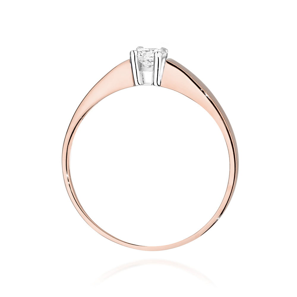 W0524.R3.DIW.04_3 Złoty pierścionek z diamentem, minimalistyczny design, delikatna obrączka w kolorze różowego złota.
