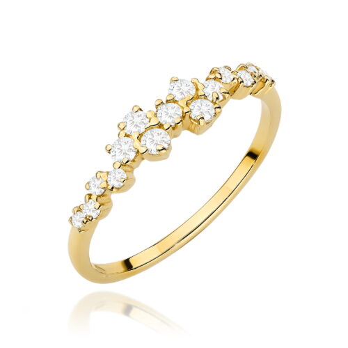 Pierścionek W0528 z diamentami żółte złoto