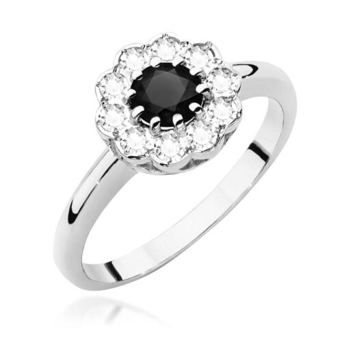 Pierścionek W0529 Czarny Diament 0,50ct białe złoto