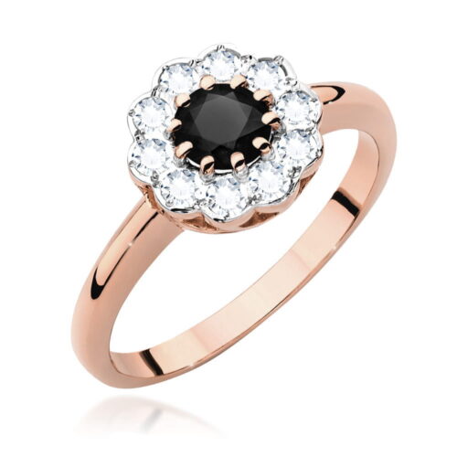 Pierścionek W0529 Czarny Diament 0,50ct różowe złoto