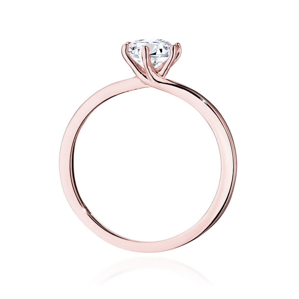 W0535.R3.DIW.04_3 Różowe złote pierścionek z diamentem w klasycznym, eleganckim stylu.