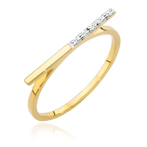 Pierścionek W0537 z diamentami żółte złoto
