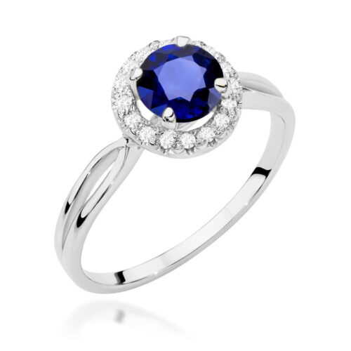 Pierścionek W0538 Szafir 1,00ct białe złoto
