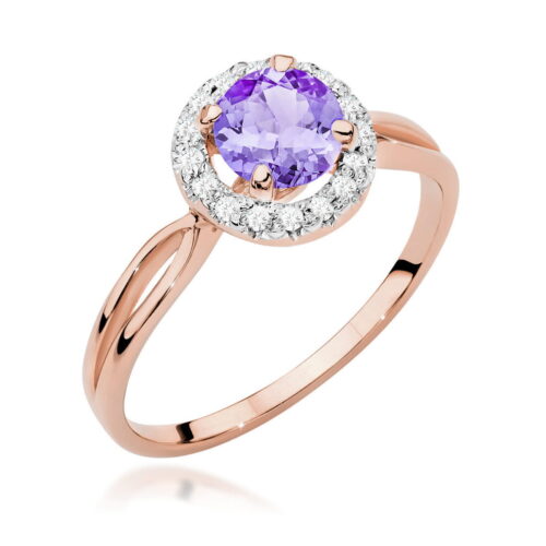 Pierścionek W0538 Ametyst 0,90ct różowe złoto