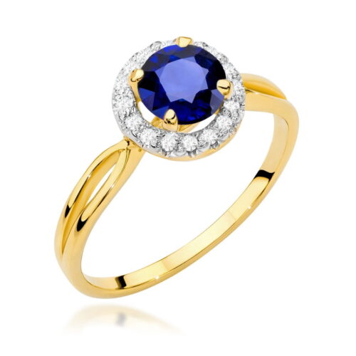 Pierścionek W0538 Szafir 1,00ct żółte złoto
