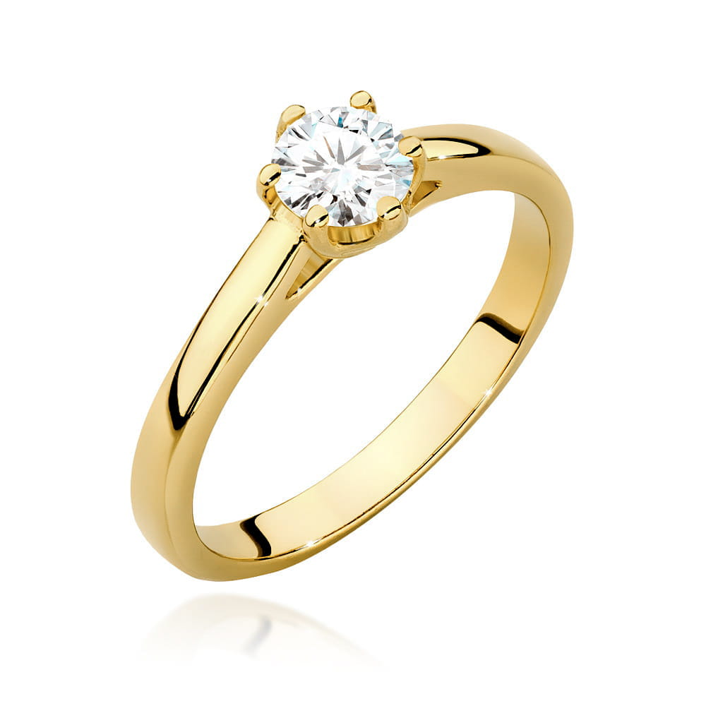 W0540.Z3.DIW.02_3 Złoty pierścionek z diamentem osadzonym w sześciu szponach.