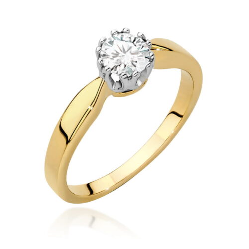 Pierścionek W0541 Diament Laboratoryjny 0,40ct żółte złoto