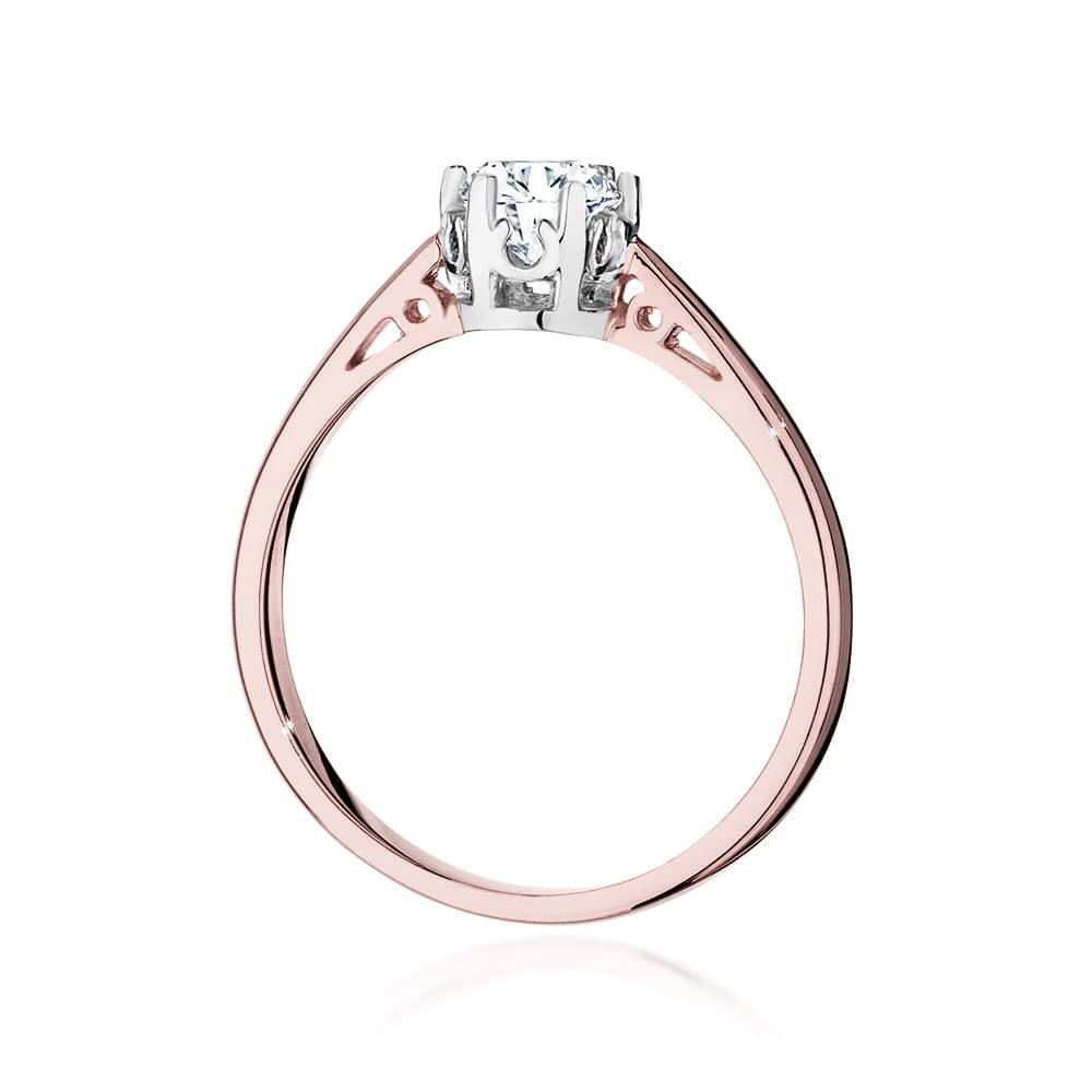 W0542.R3.LDW.02_3 Pierścionek zaręczynowy z diamentem osadzonym w białym złocie na różowym złocie.