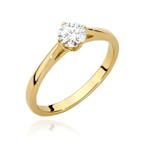 Pierścionek W0543 Diament Laboratoryjny 0,40ct żółte złoto
