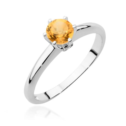 Pierścionek W0557 Cytryn 0,50ct białe złoto