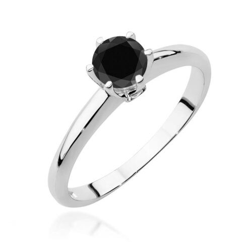 Pierścionek W0557 Czarny Diament 0,50ct białe złoto