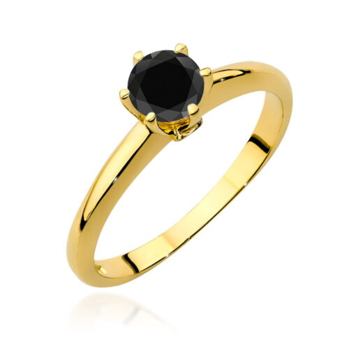 Pierścionek W0557 Czarny Diament 0,50ct żółte złoto
