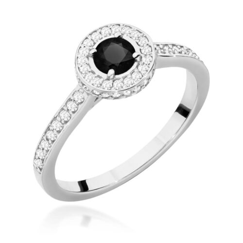 Pierścionek W0559 Czarny Diament 0,30ct białe złoto