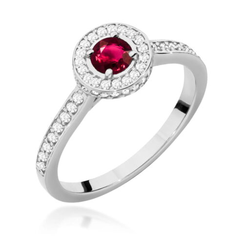 Pierścionek W0559 Rubin 0,35ct białe złoto