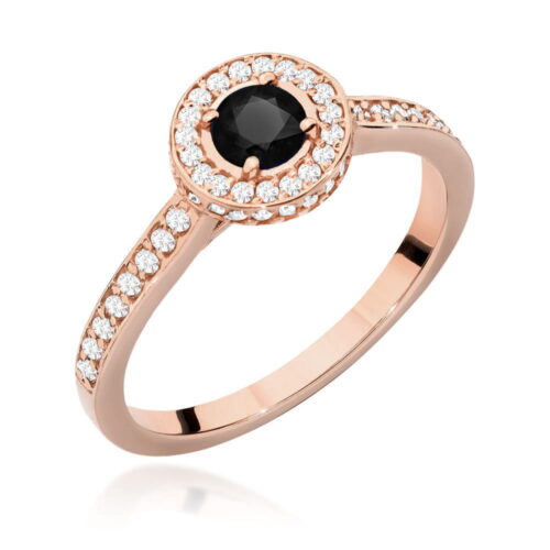 Pierścionek W0559 Czarny Diament 0,30ct różowe złoto