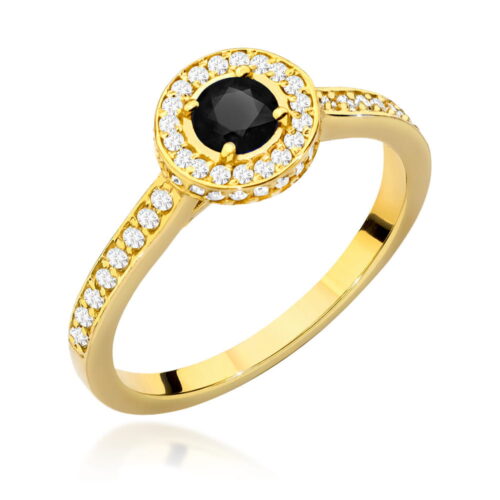 Pierścionek W0559 Czarny Diament 0,30ct żółte złoto