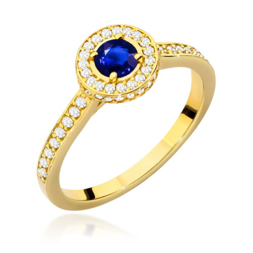 Pierścionek W0559 Szafir 0,30ct żółte złoto
