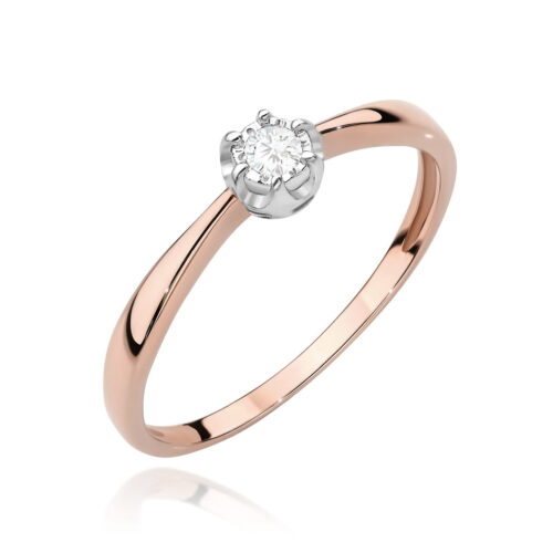 Pierścionek W0567 Diament 0,06ct różowe złoto