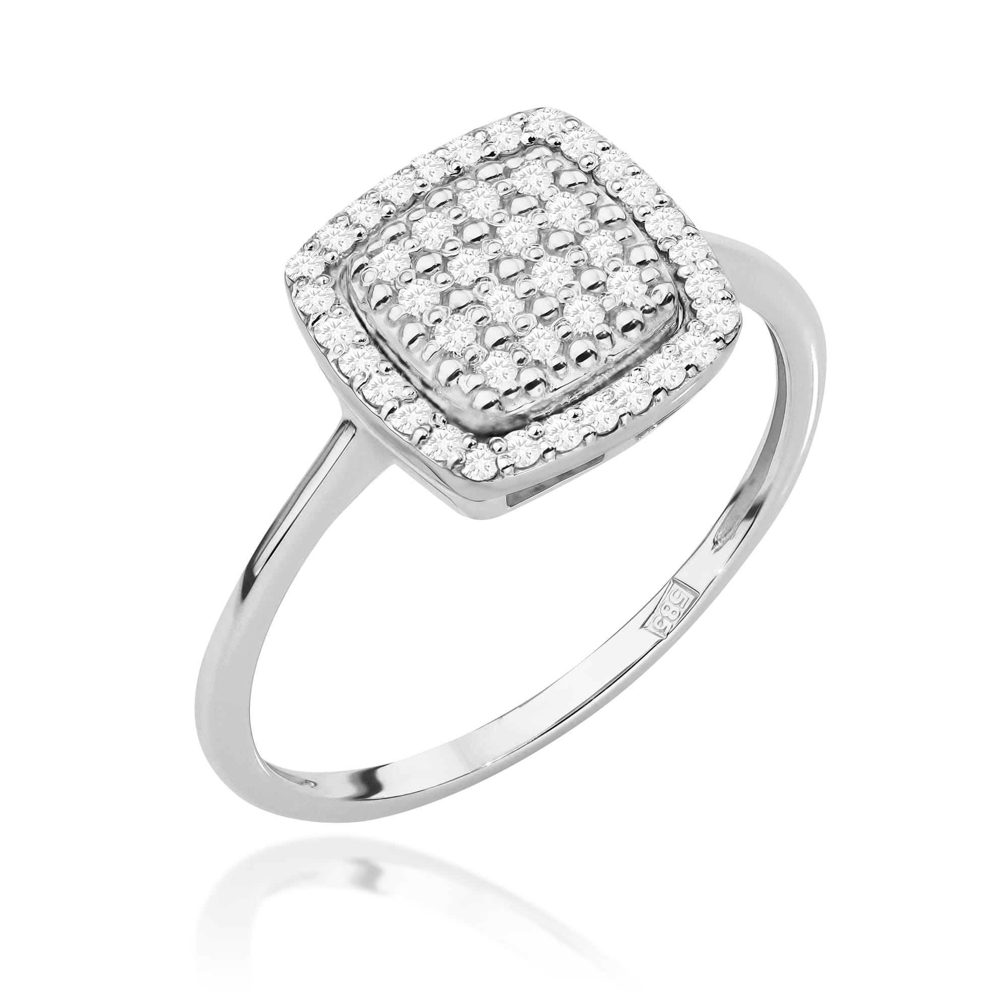 Pierścionek W0568 z diamentami białe złoto