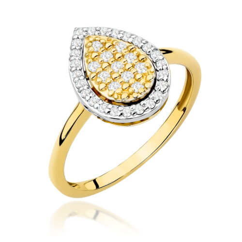 Pierścionek W0571 z diamentami żółte złoto