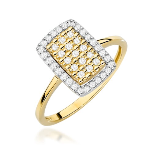 Pierścionek W0573 z diamentami żółte złoto