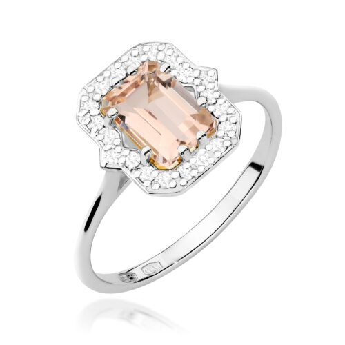 Pierścionek W0576 Morganit 1.00ct białe złoto
