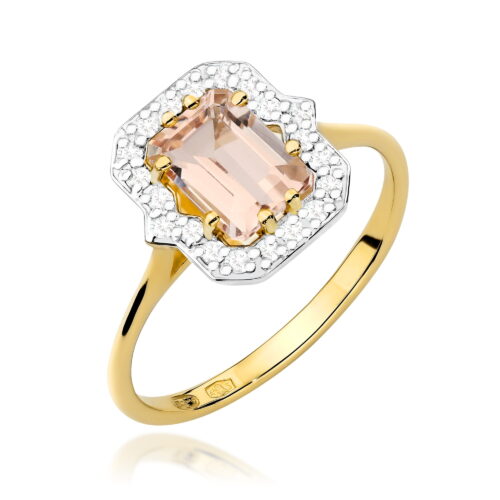 Pierścionek W0576 Morganit 1.00ct żółte złoto