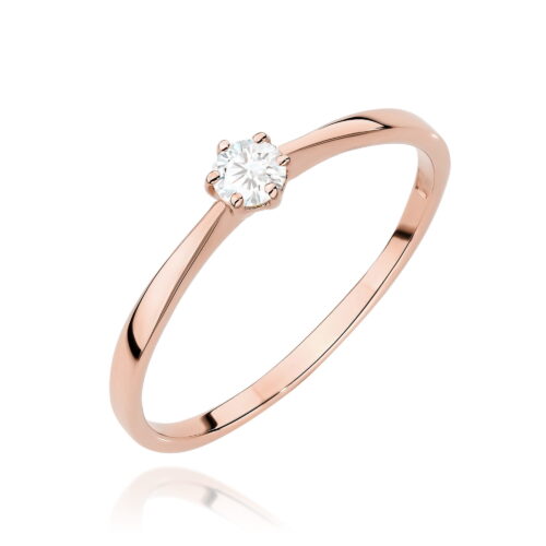 Pierścionek W0579 Diament Laboratoryjny 0,10ct różowe złoto