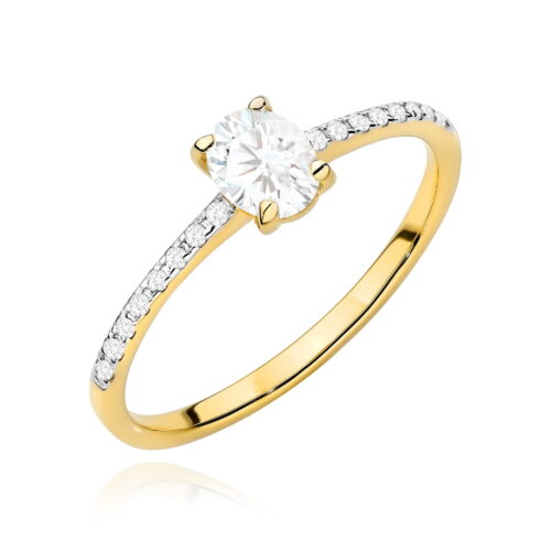 Pierścionek W0582 diament laboratoryjny 0,30ct żółte złoto