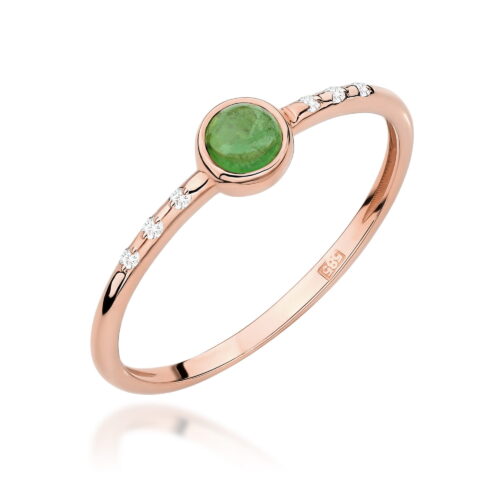 Pierścionek W0596 Zielony Turmalin 0,30ct różowe złoto