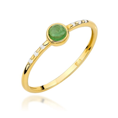 Pierścionek W0596 Zielony Turmalin 0,30ct żółte złoto