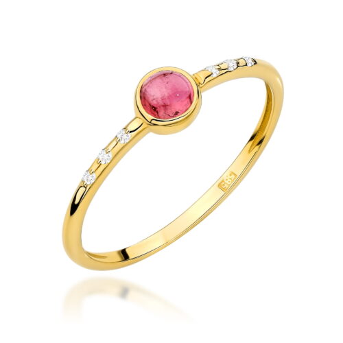 Pierścionek W0596 Różowy Turmalin 0,30ct żółte złoto