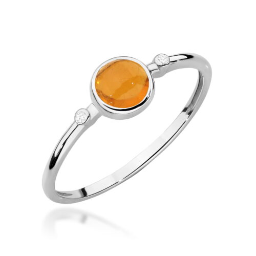 Pierścionek W0597 Żółty Turmalin 0,60ct białe złoto