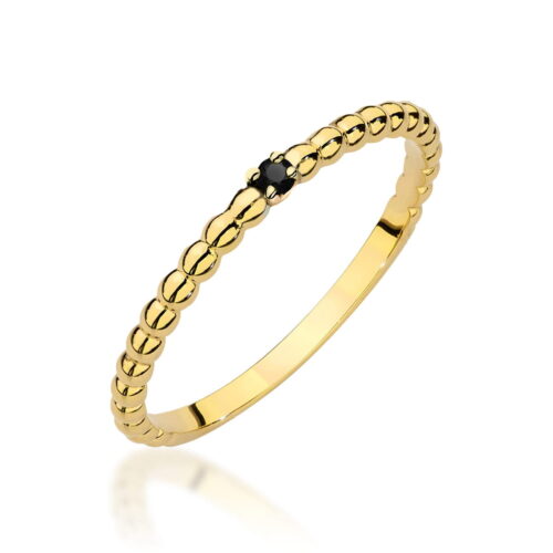 Pierścionek W0601 Czarny Diament 0,02ct żółte złoto