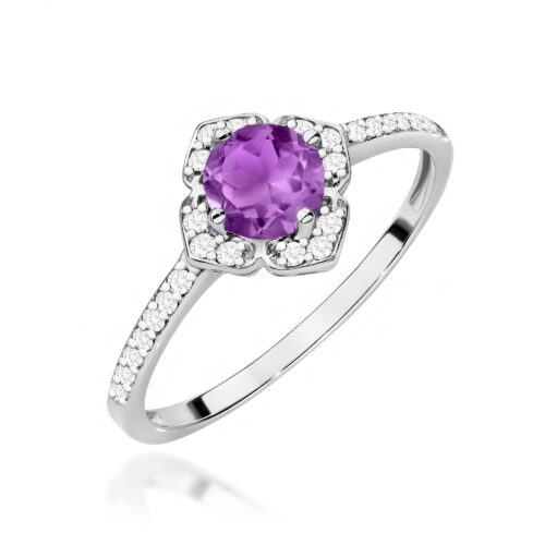 Pierścionek W0603 Ametyst 0,50ct białe złoto