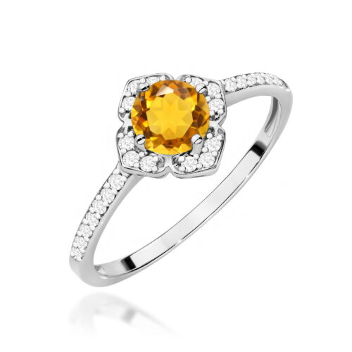 Pierścionek W0603 Cytryn 0,50ct białe złoto