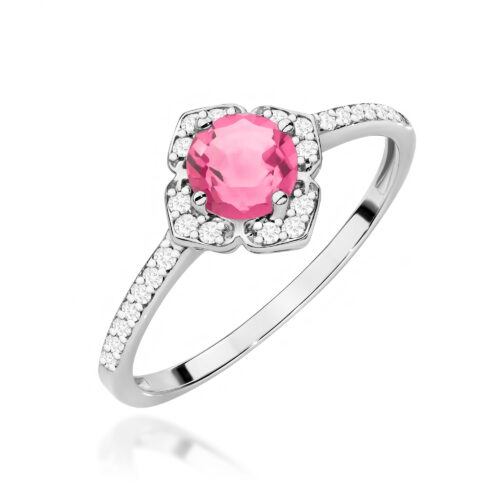 Pierścionek W0603 Różowy Topaz 0,60ct białe złoto