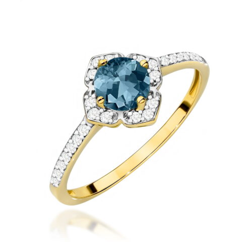 Pierścionek W0603 Topaz London Blue 0,50ct żółte złoto