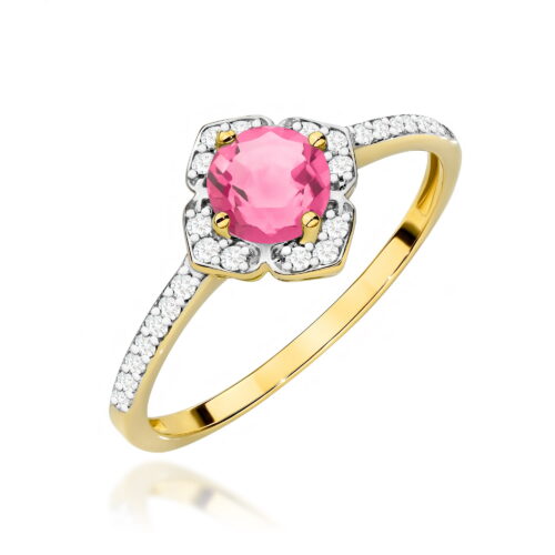 Pierścionek W0603 Różowy Topaz 0,60ct żółte złoto