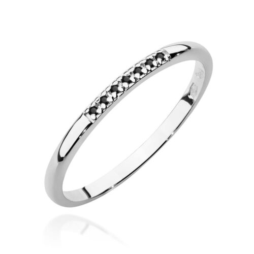 Pierścionek W0607 z czarnymi diamentami białe złoto